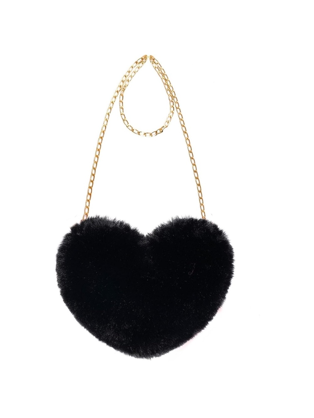 Faux Fur Heart Clutch Crossbody Bag Faux Leather Lined